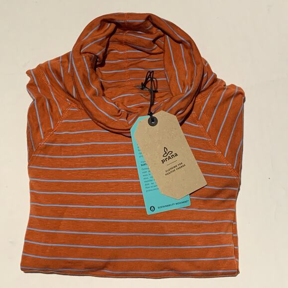 NEW prAna Long Sleeve Shirt Turtleneck Striped Shirt Size Large - Picture 1 of 5